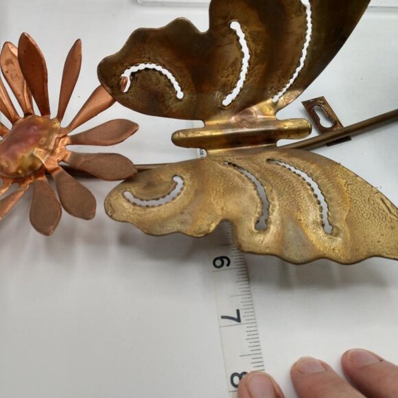 Vintage Brass Butterfly Wall Art Hanging - Brass and Copper-Mid Century Modern - Picture 5 of 8
